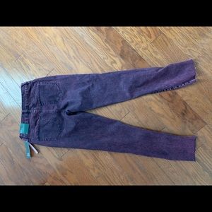 High rise skinny burgundy acidic wash jeans